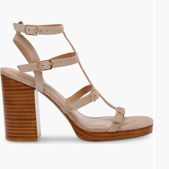 Steve Madden Tan Strappy Block Heels Suede women’s size 10 - Picture 5 of 14
